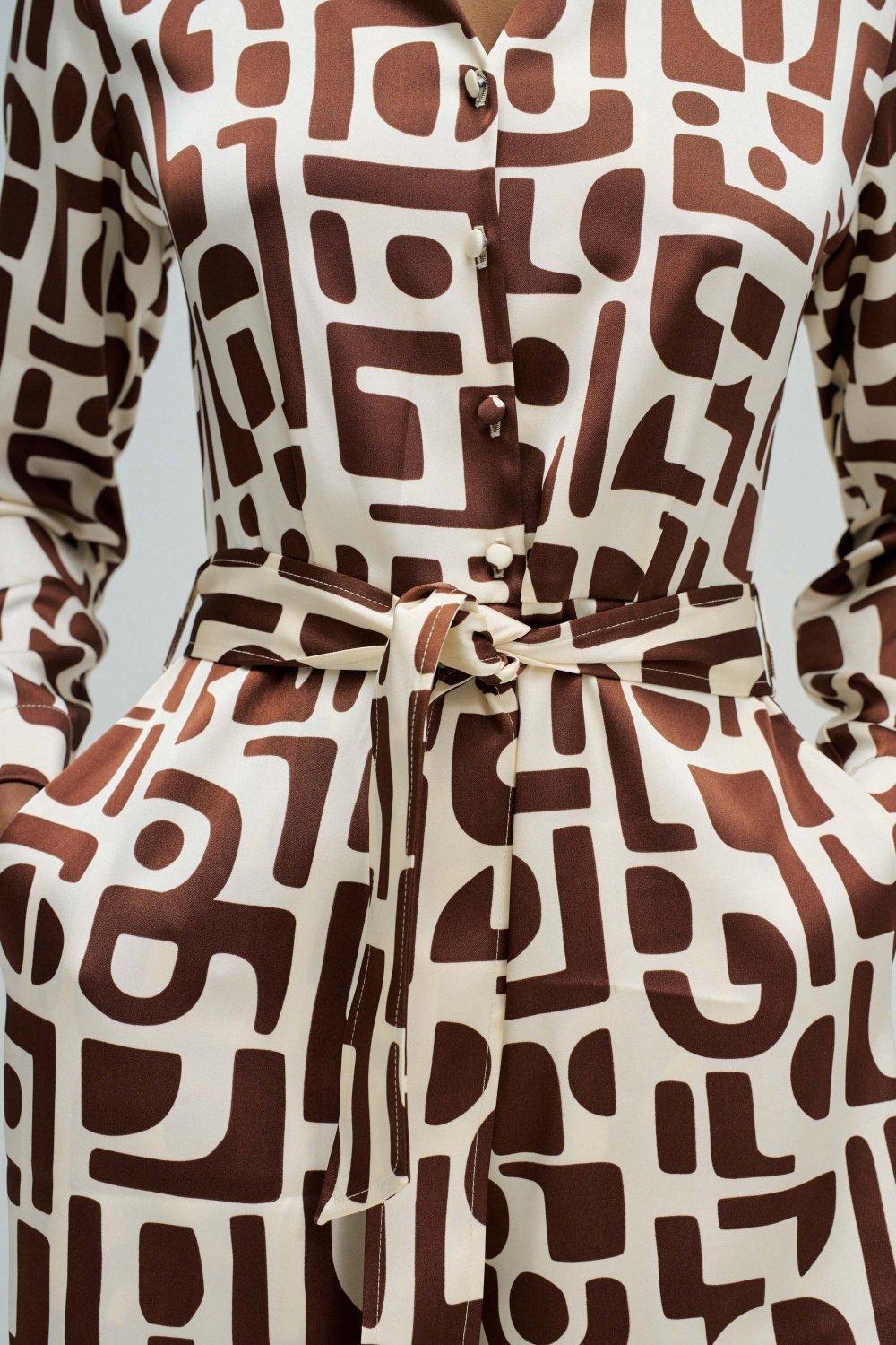 Satin Jumpsuit With Pattern, Beige, large image number 4