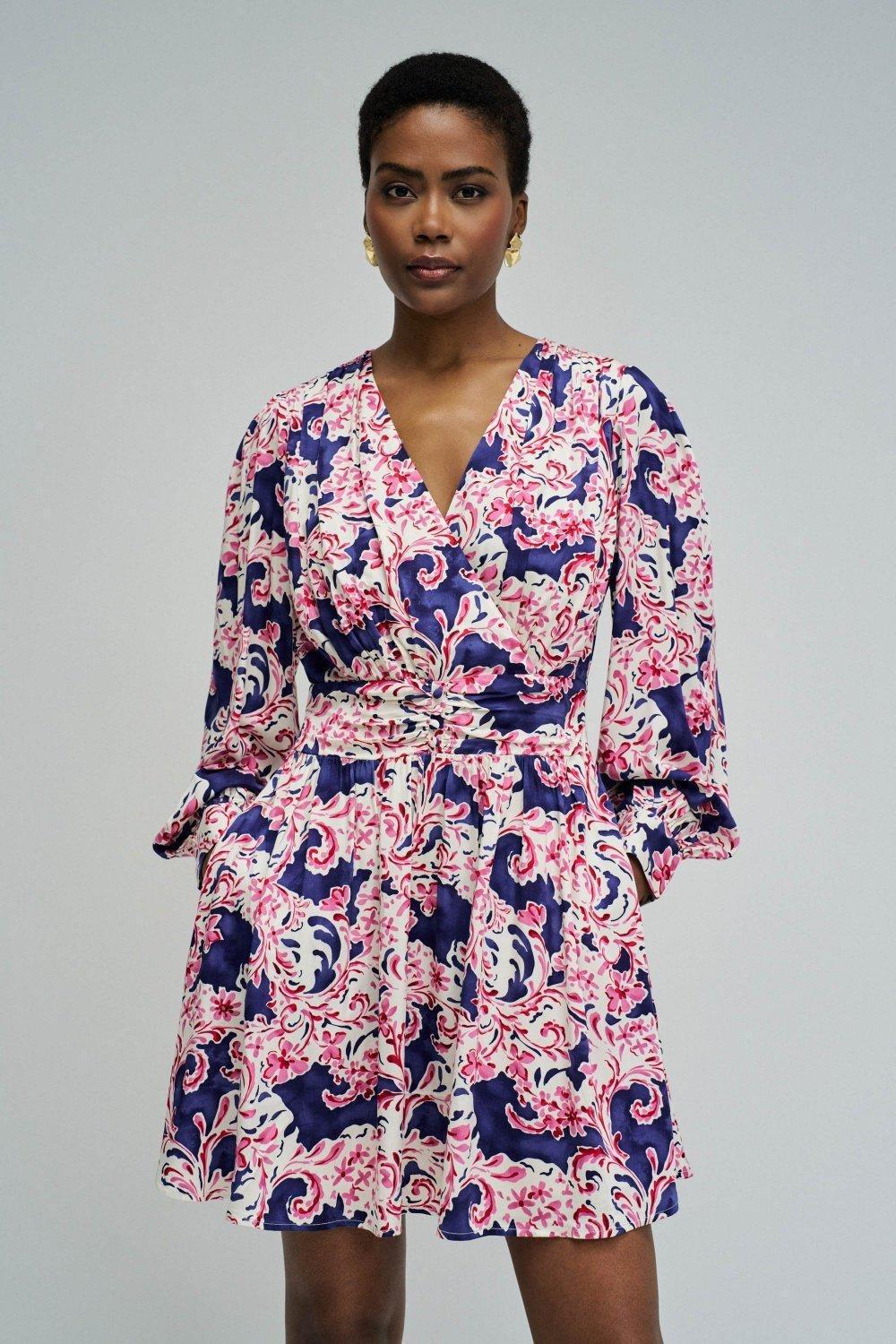 Dress With Floral Pattern, Blue, large image number 0