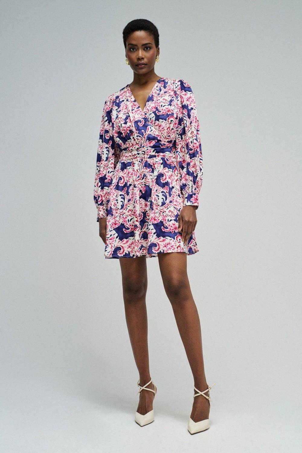 Dress With Floral Pattern, Blue, large image number 1