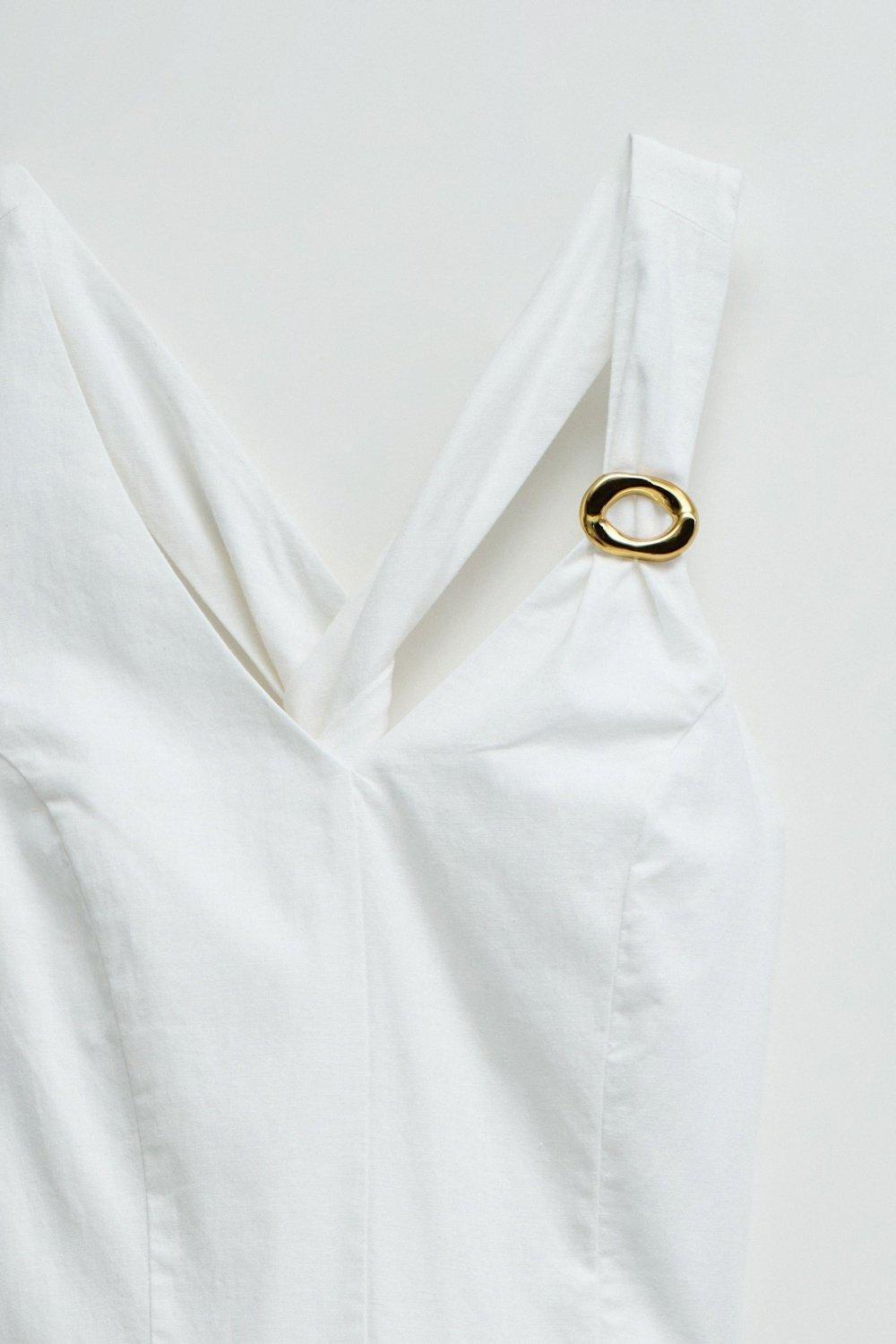 فستان ميدي من الكتان, White, medium