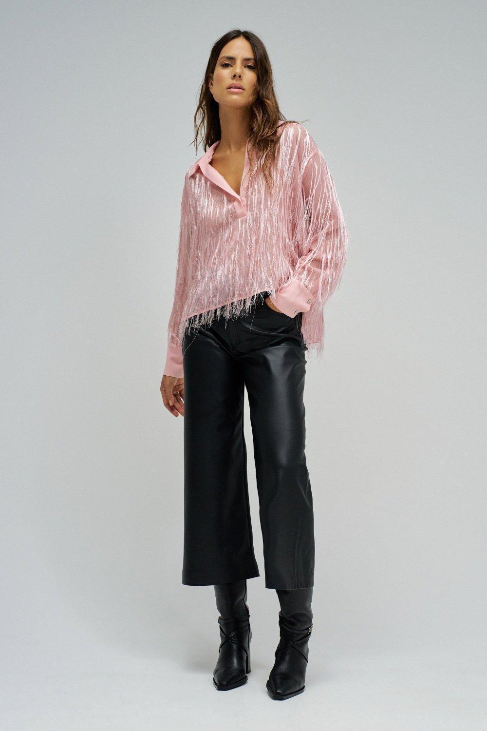 Blouse With Fringes, Pink, large image number 1