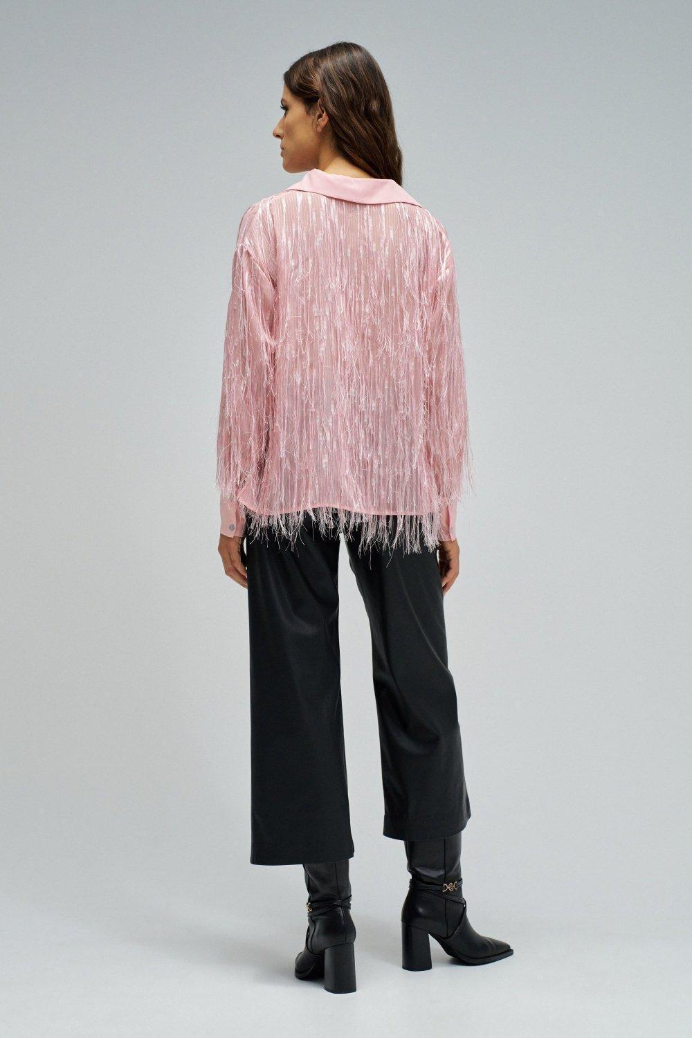 Blouse With Fringes, Pink, large image number 3