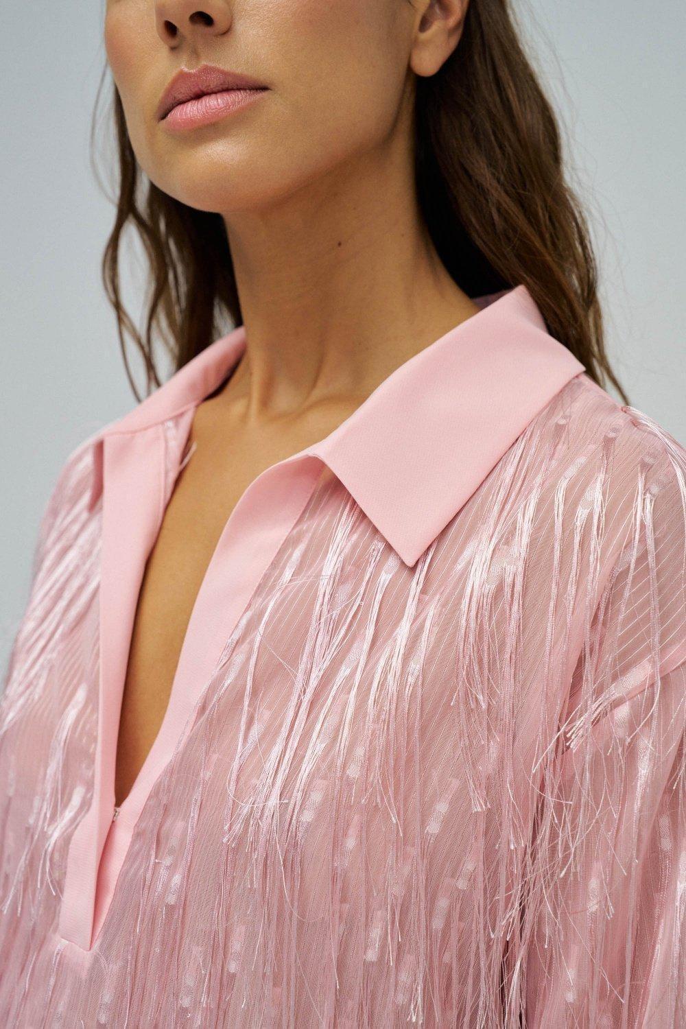 Blouse With Fringes, Pink, large image number 4