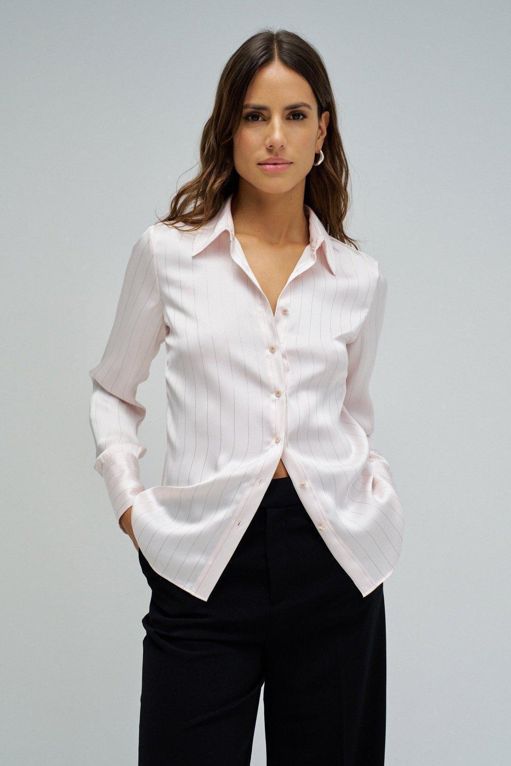 Satin Shirt With Stripes, Pink, large image number 0