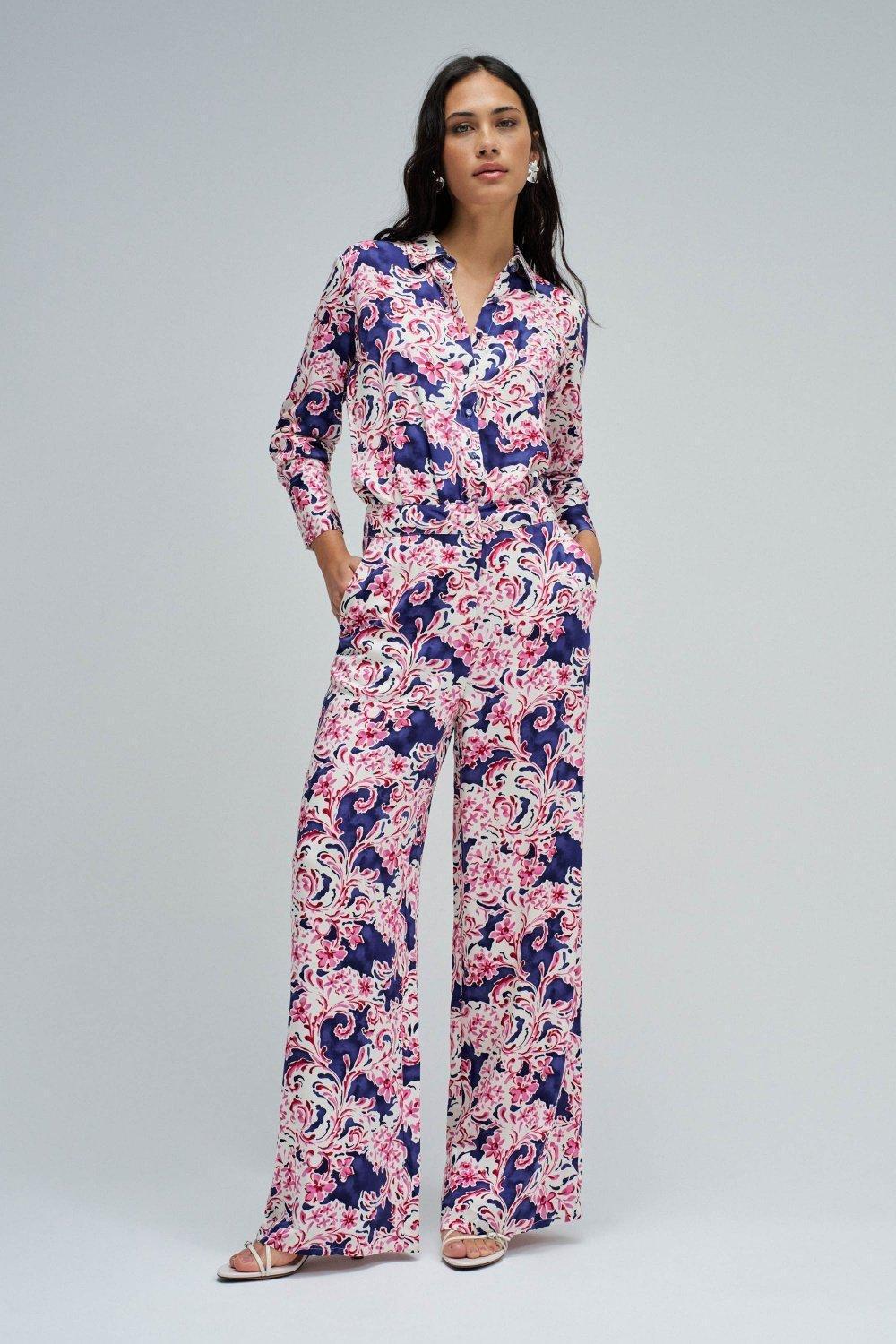 Shirt With Floral Pattern, Blue, medium