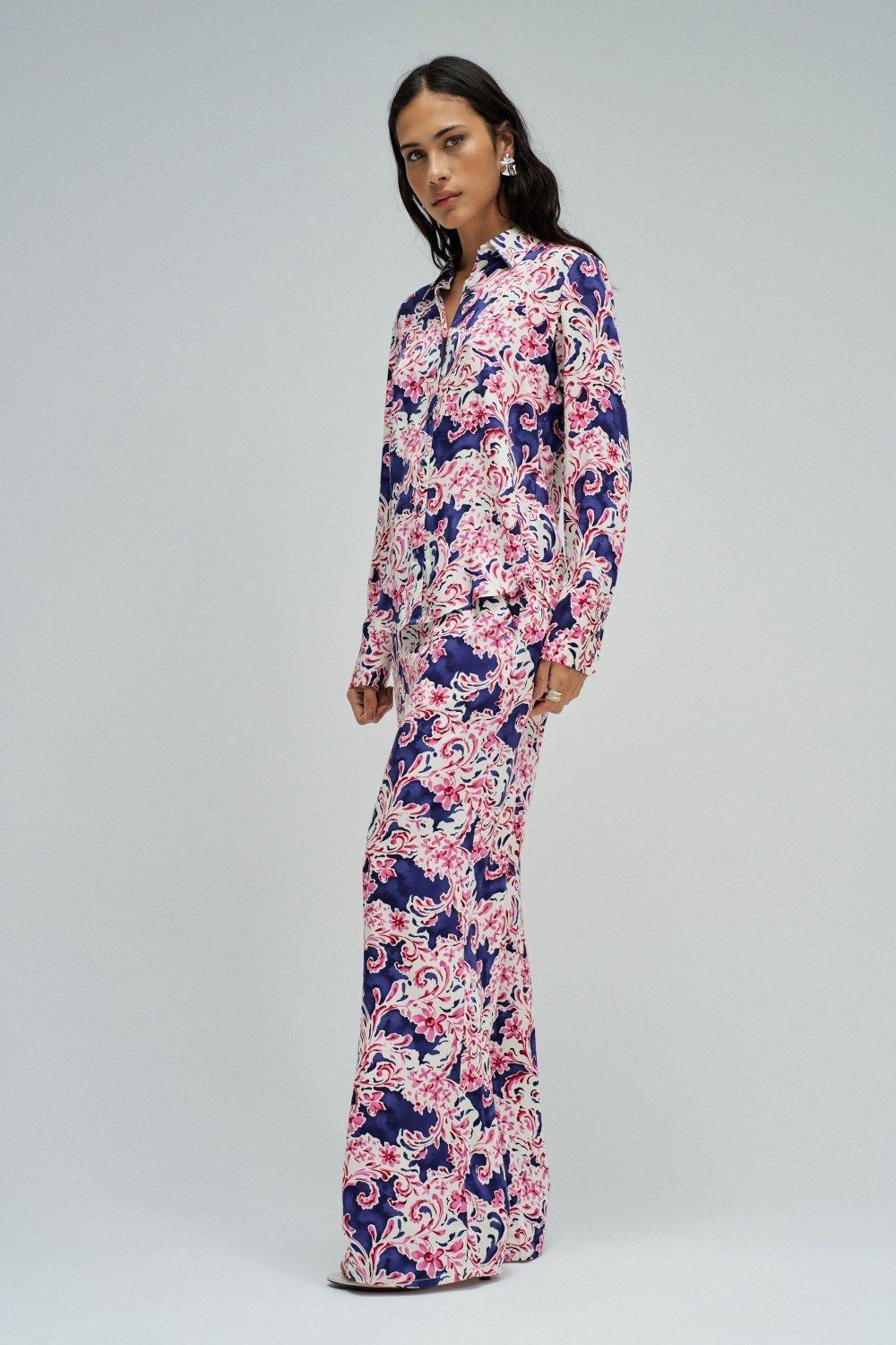 Shirt With Floral Pattern, Blue, medium