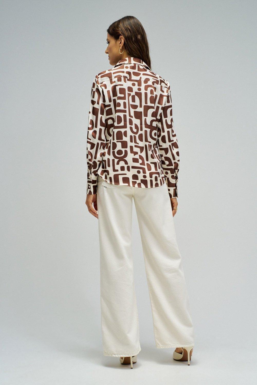 Shirt With Floral Pattern, Brown, large image number 3