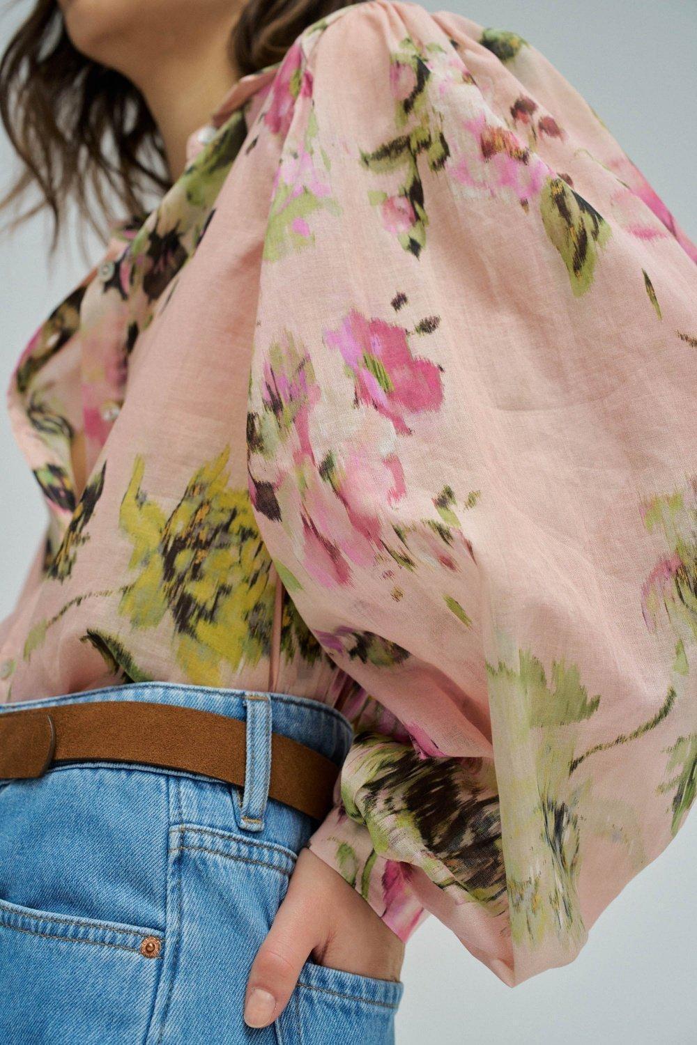 Floral Pattern Shirt, Light Pink, large image number 4