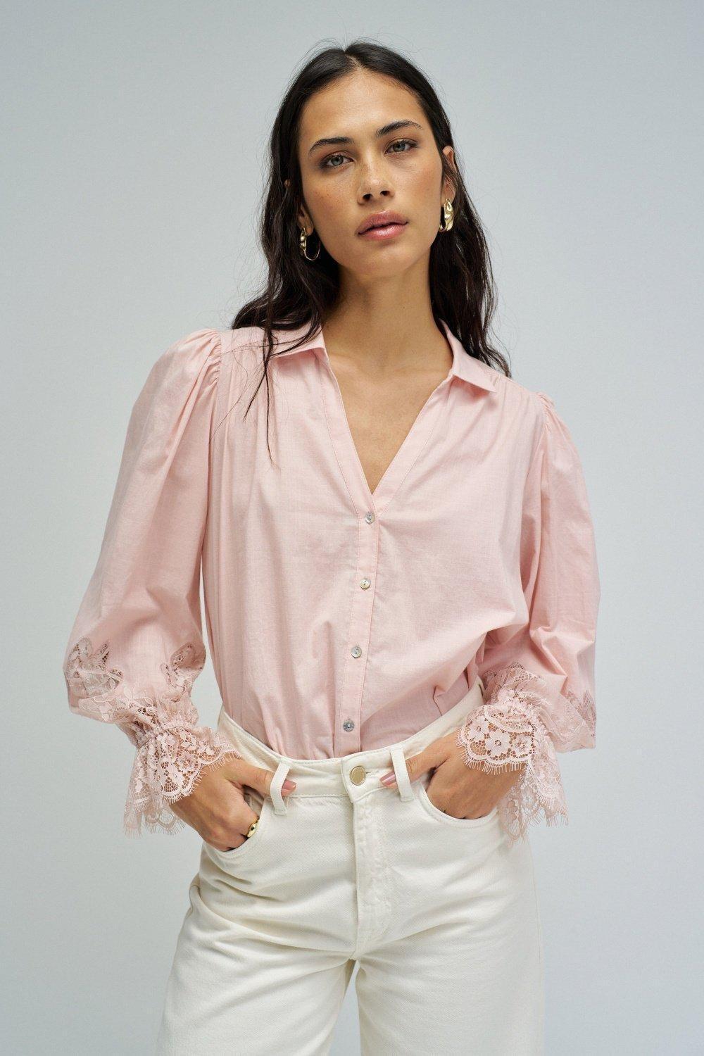 Shirt With Lace, Light Pink, medium