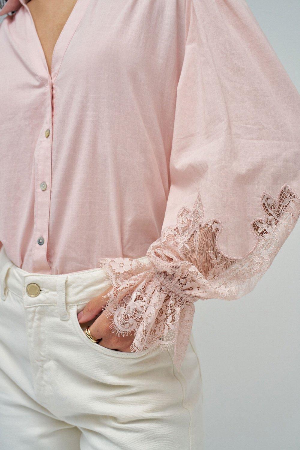 Shirt With Lace, Light Pink, large image number 4