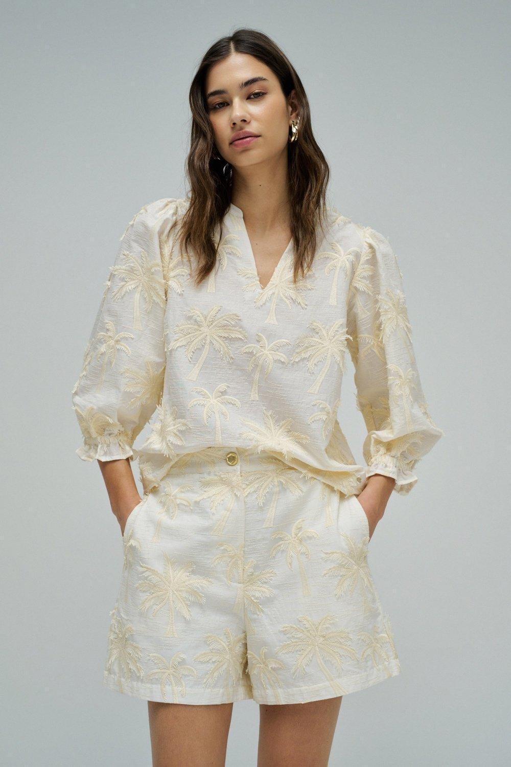 Blouse With Three Dimensional Effect, White, medium