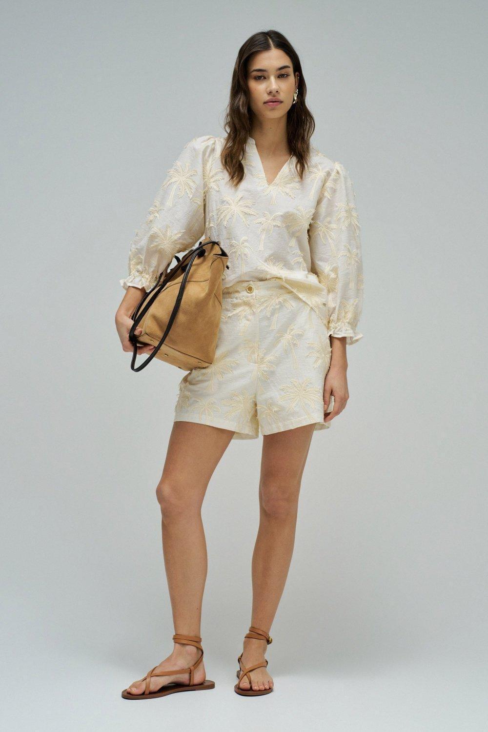 Blouse With Three Dimensional Effect, White, medium