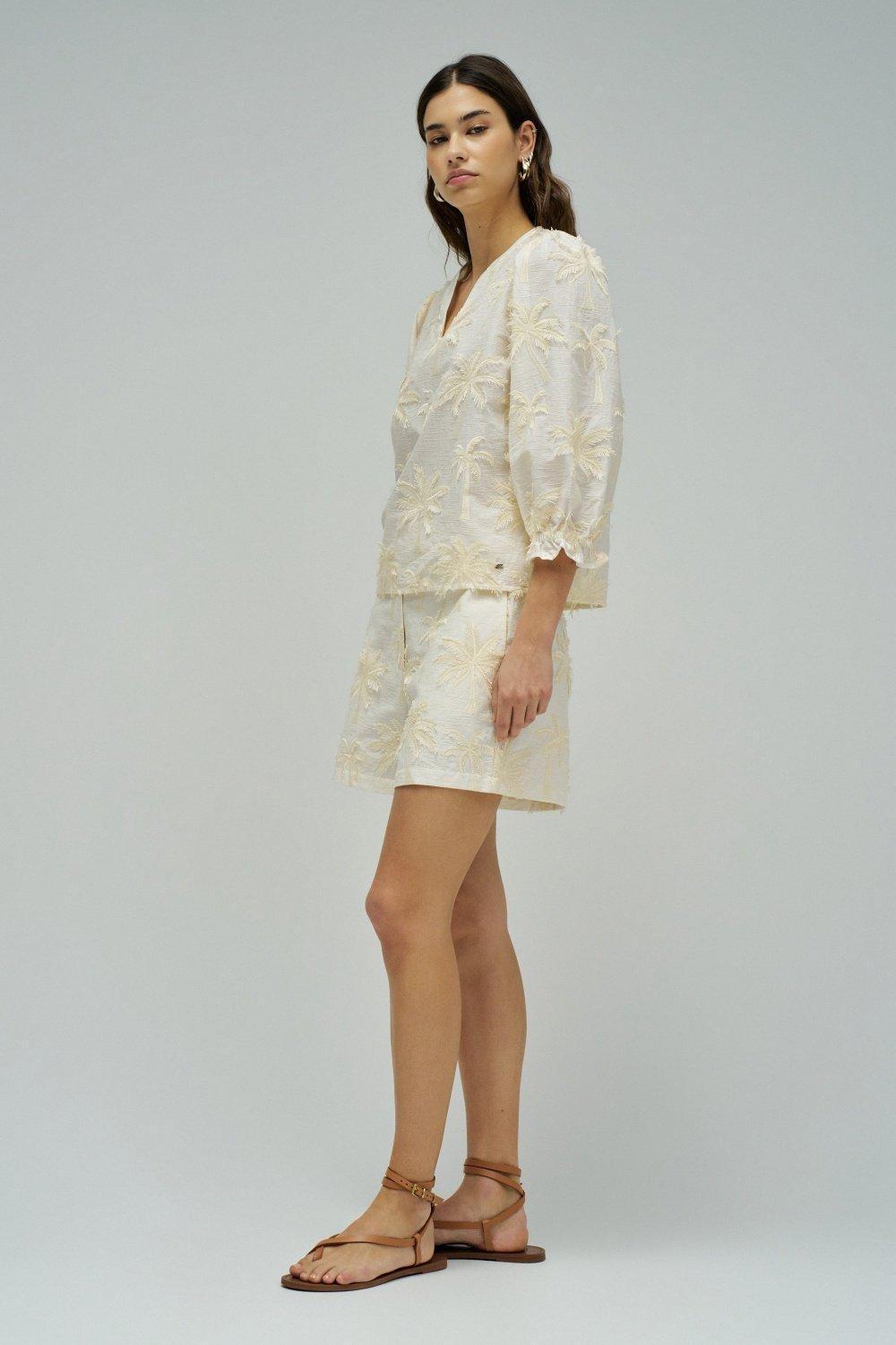 Blouse With Three Dimensional Effect, White, medium