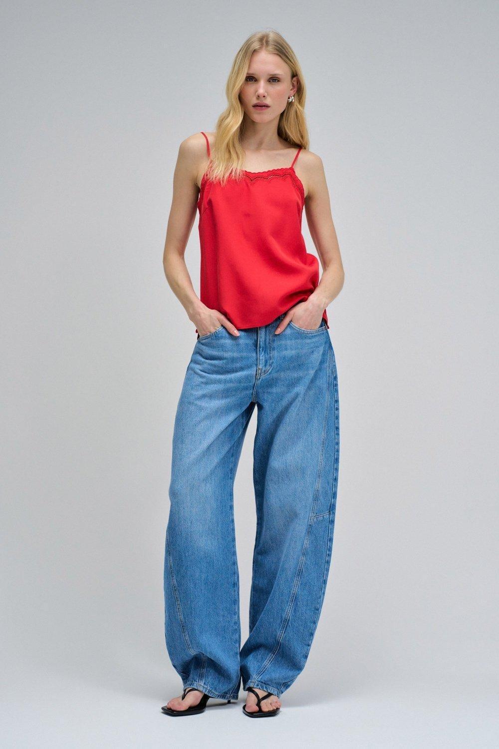 Top With Lace, Red, medium