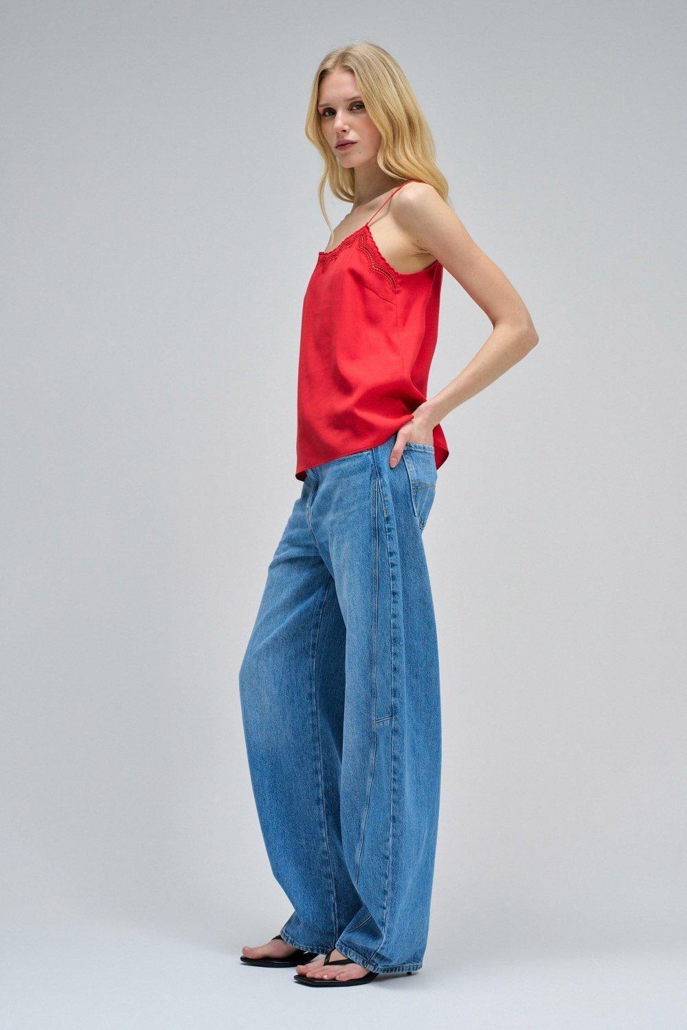 Top With Lace, Red, medium