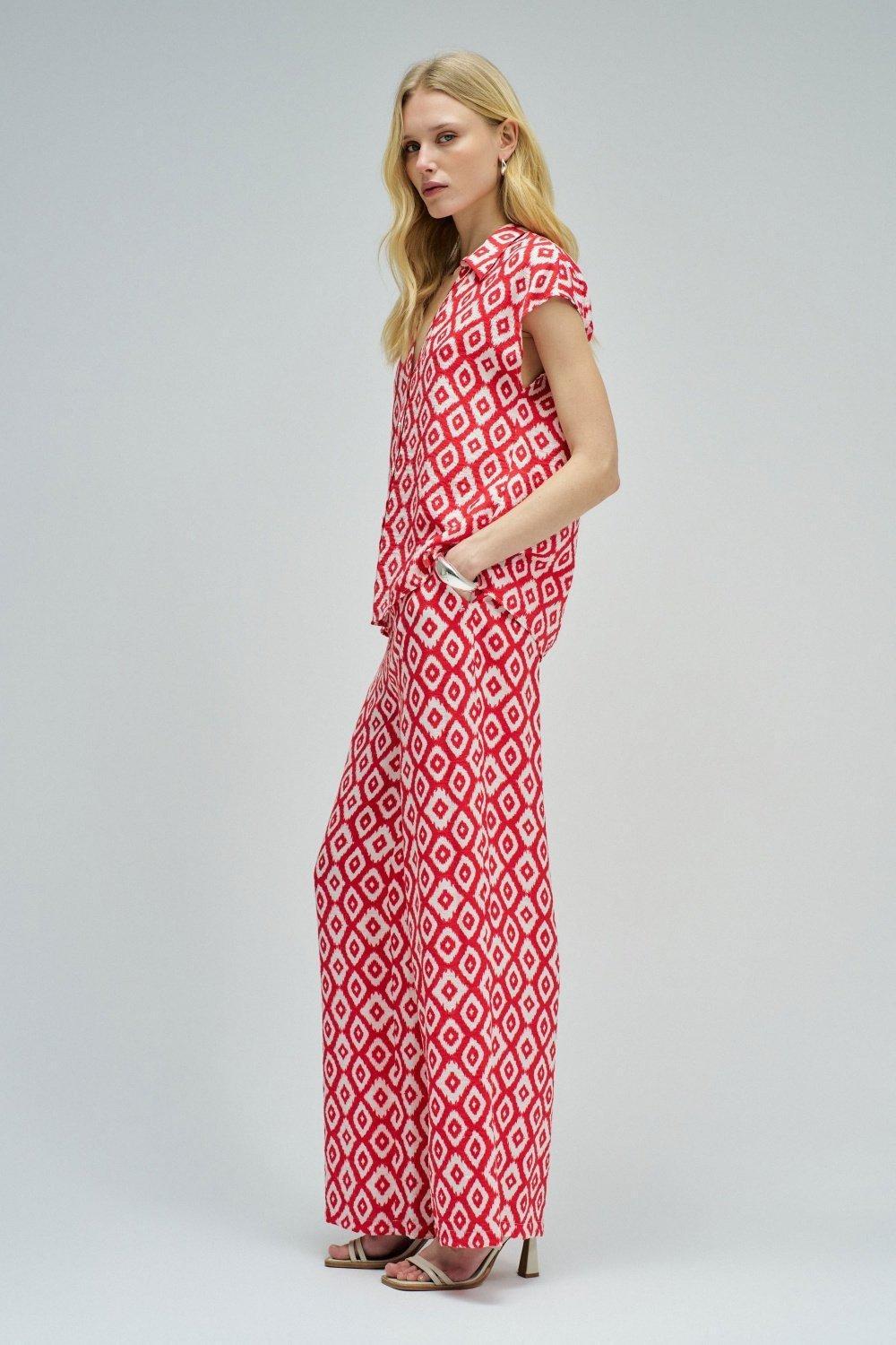Blouse With Pattern, White, medium