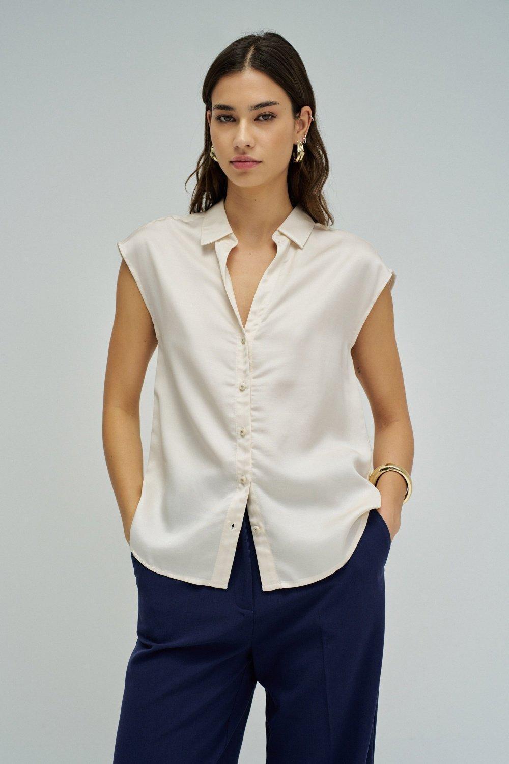 Blouse With Pattern, Beige, medium