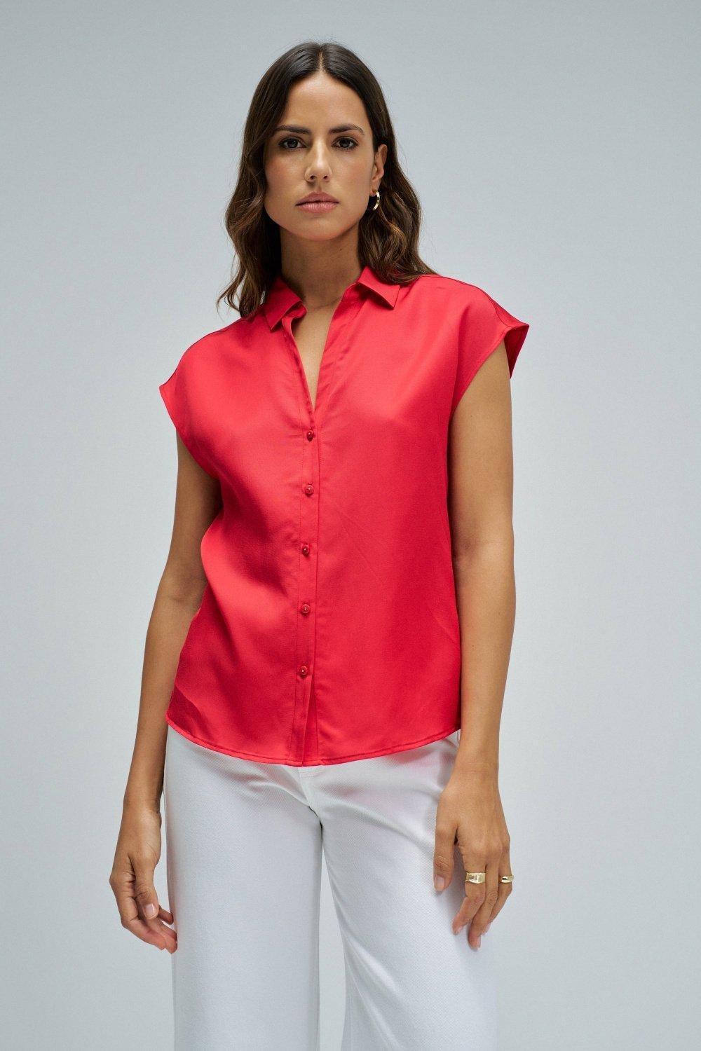 Blouse With Pattern, Red, medium