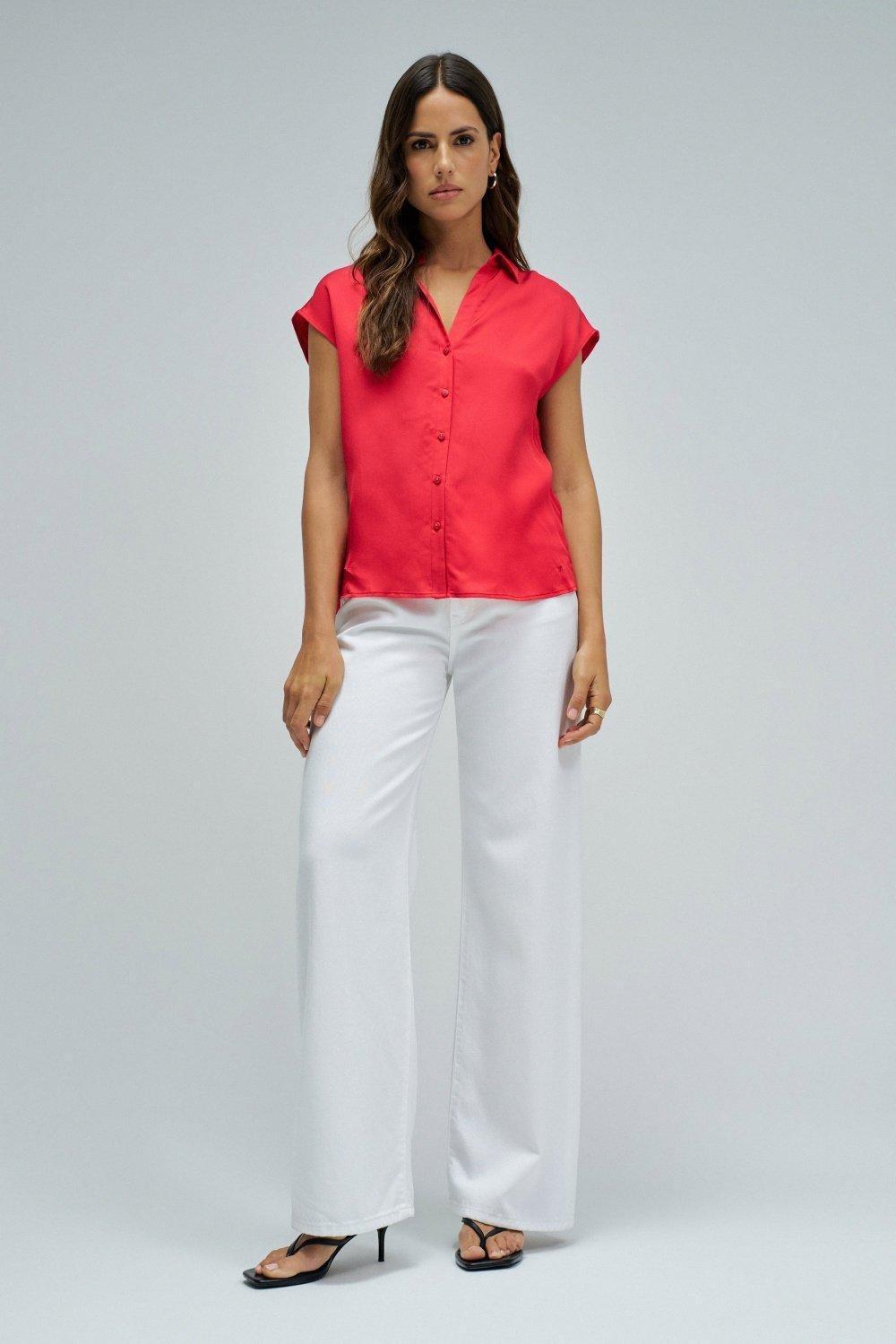 Blouse With Pattern, Red, medium