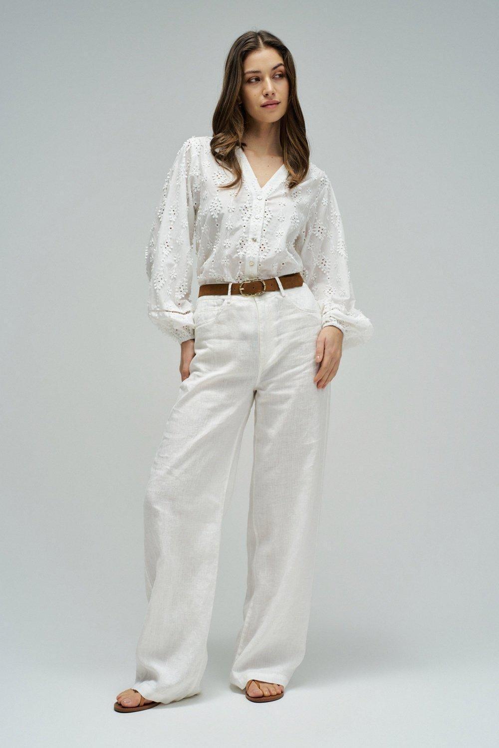 Embroidered Blouse, White, medium
