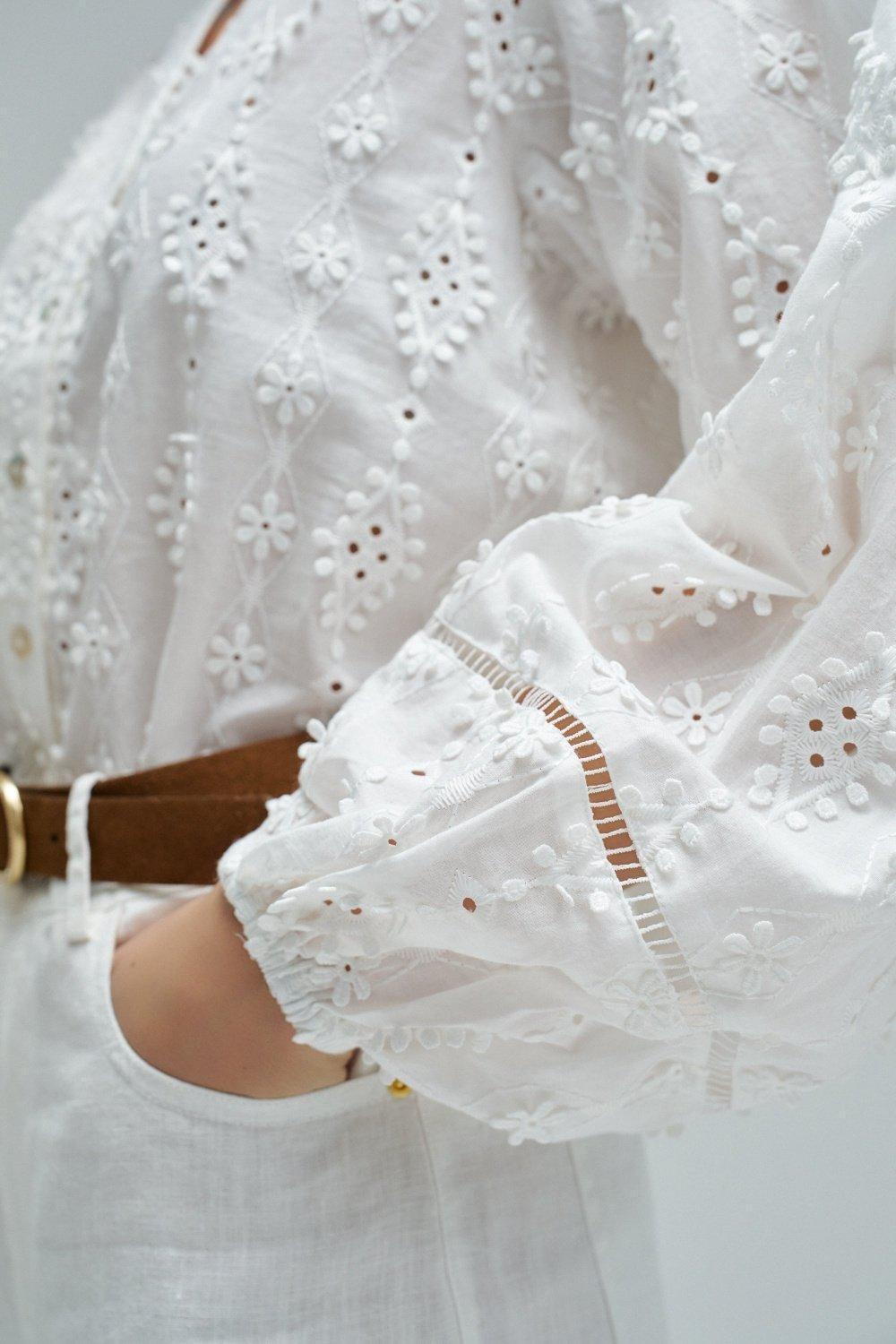 Embroidered Blouse, White, large image number 4