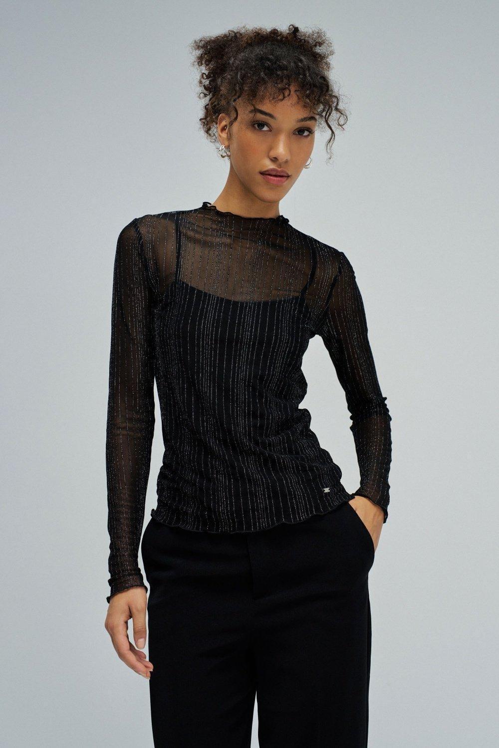 Tulle Sweater, Black, large image number 0