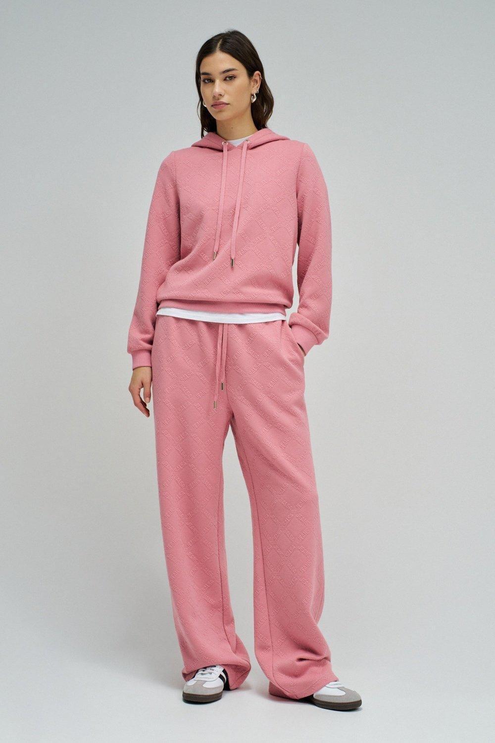 Hoodie With Jacquard, Pink, medium