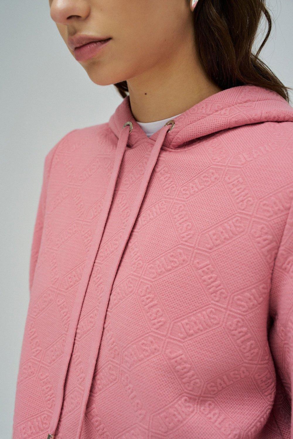 Hoodie With Jacquard, Pink, large image number 4