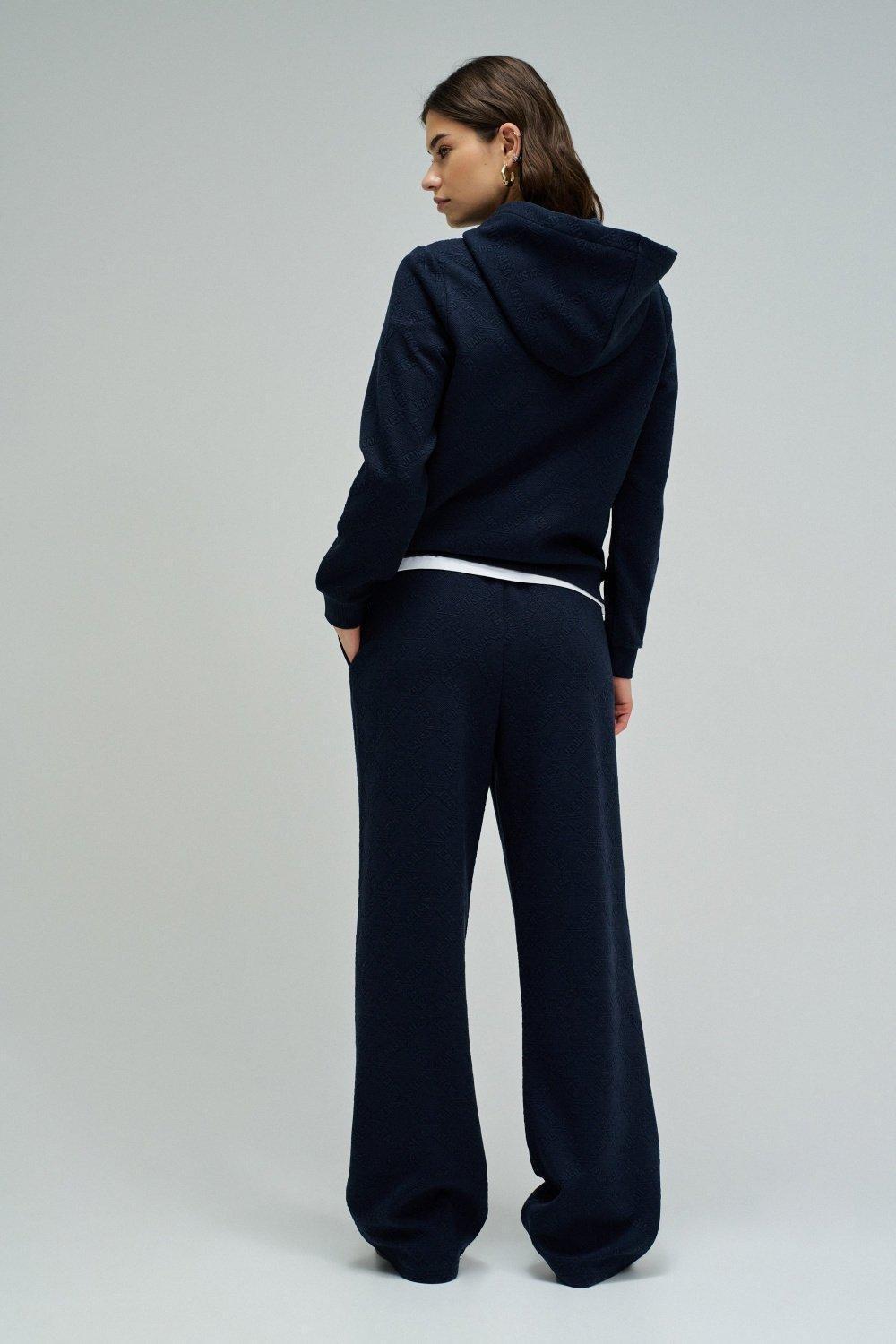 Hoodie With Jacquard, Navy, large image number 3