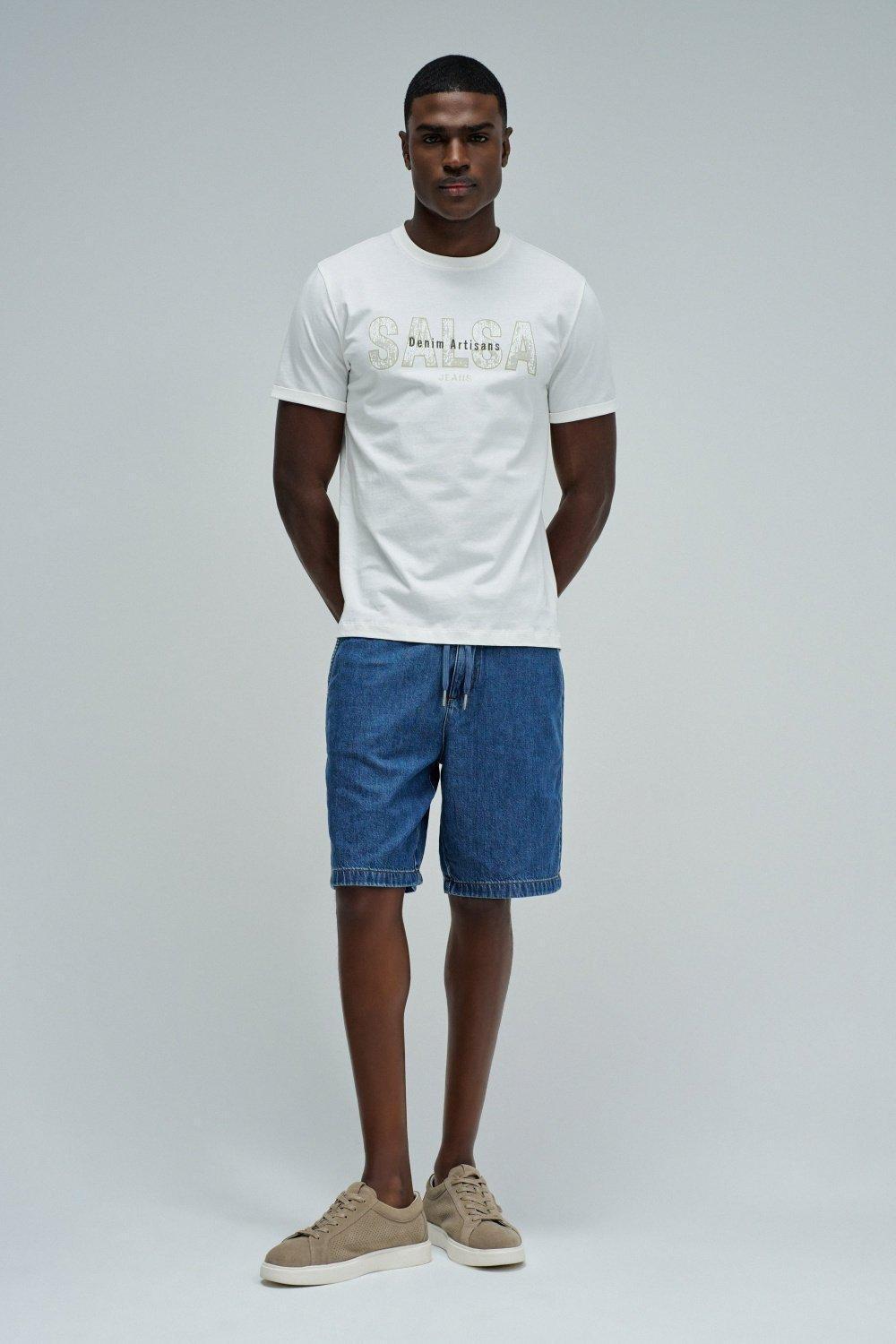 T Shirt With Branding, Pearl, medium