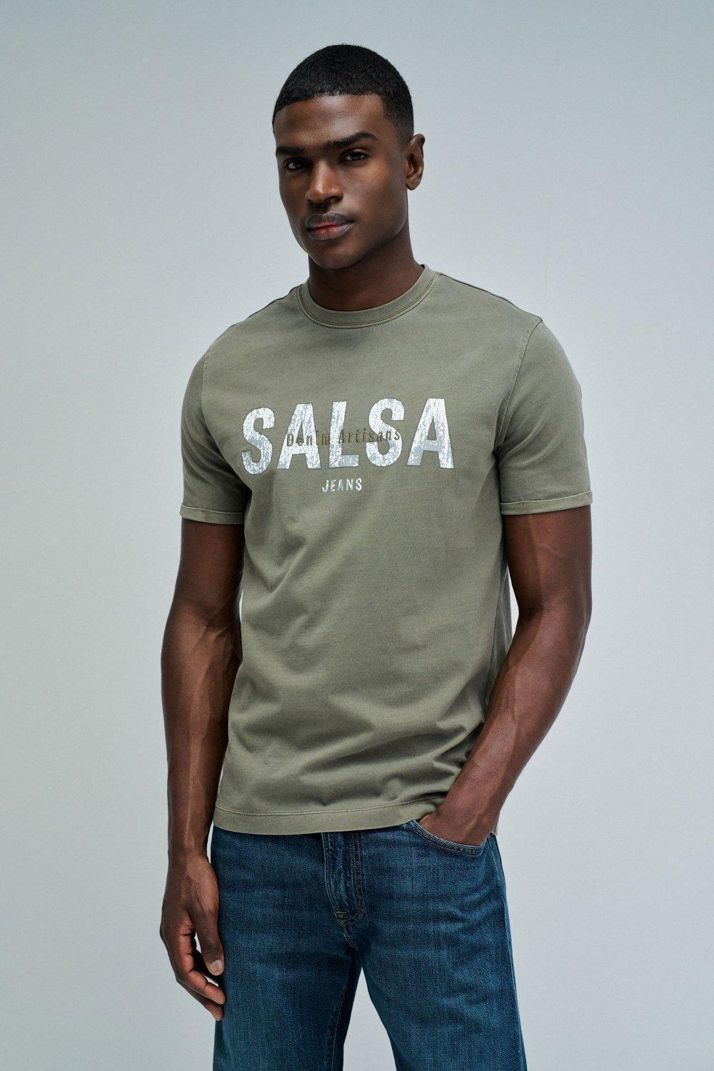 T Shirt With Branding, Green, large image number 0