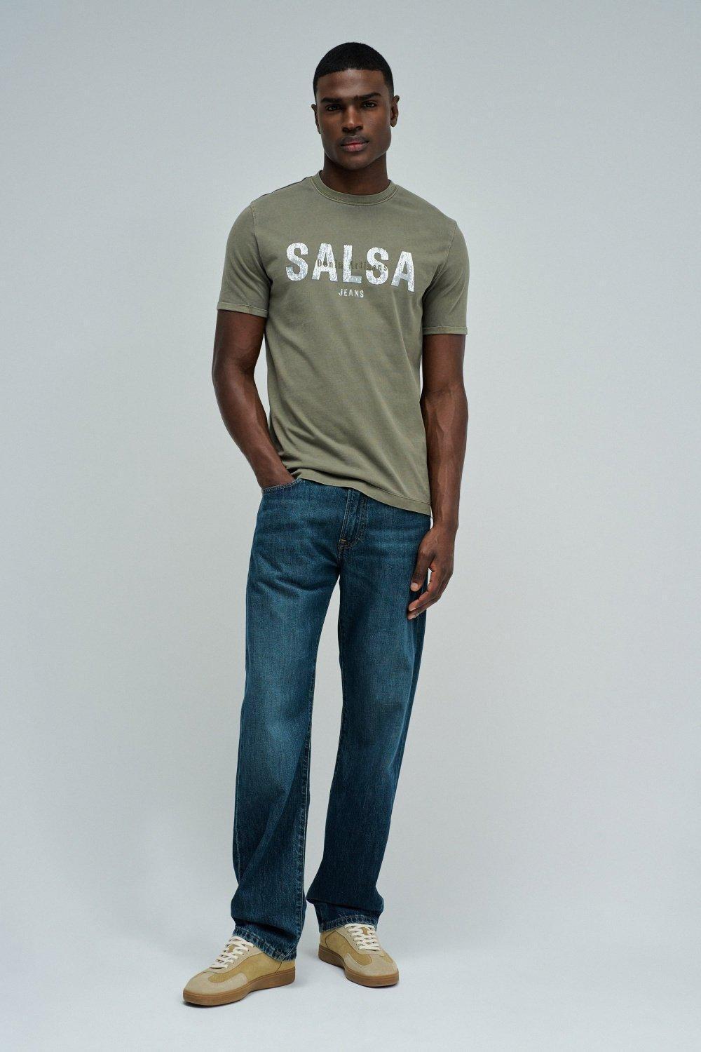 T Shirt With Branding, Green, medium