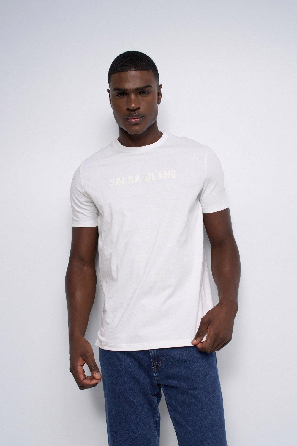 T Shirt With Branding, White, medium