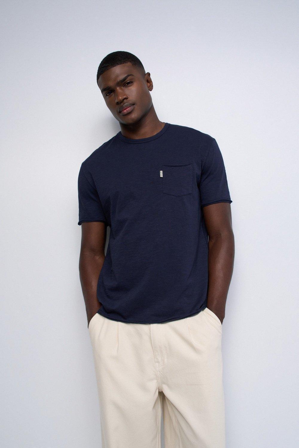 T Shirt With Pocket, Navy, medium