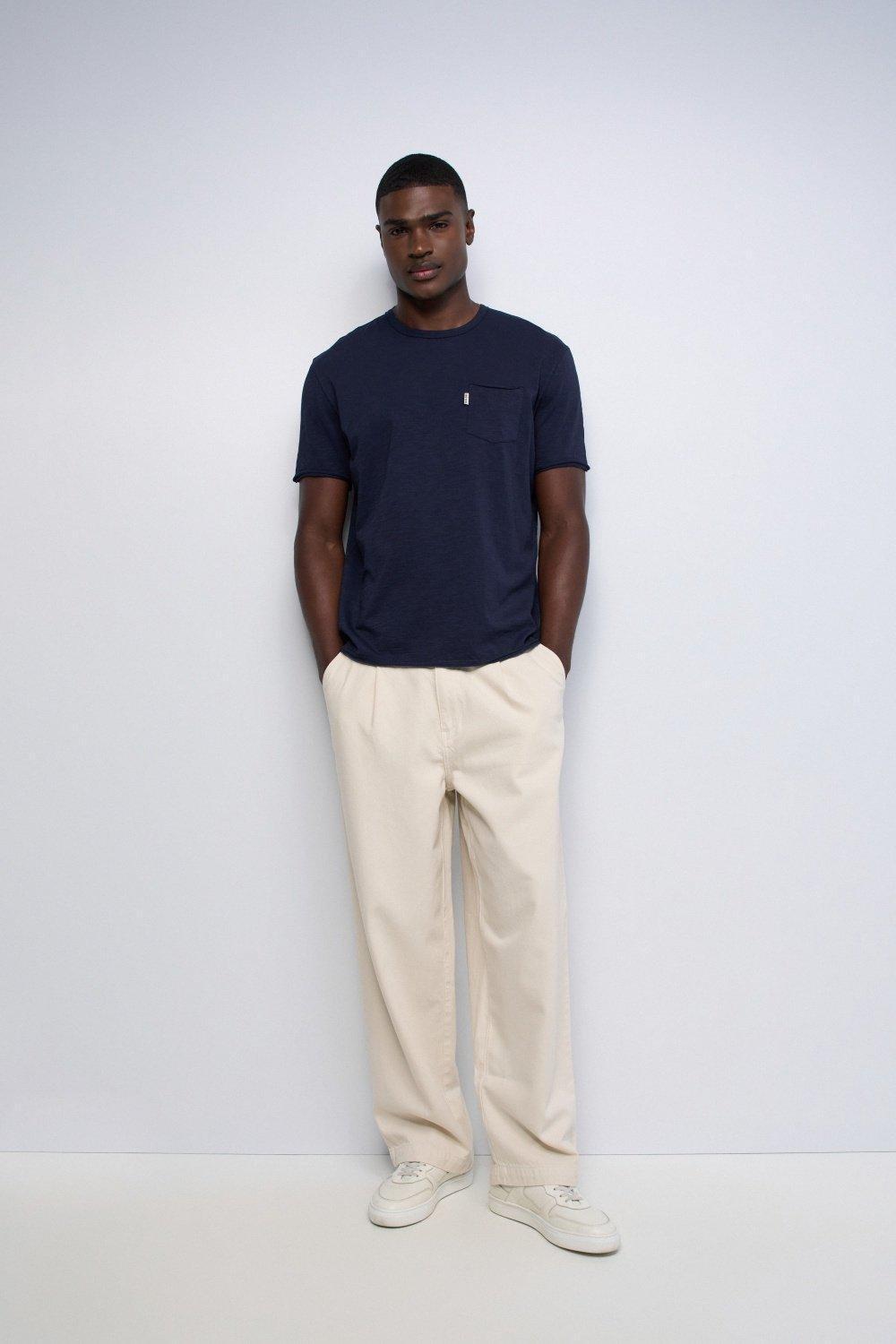 T Shirt With Pocket, Navy, medium