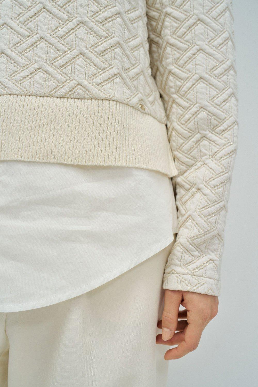 Sweatshirt With Jacquard And Lurex, Beige, large image number 4