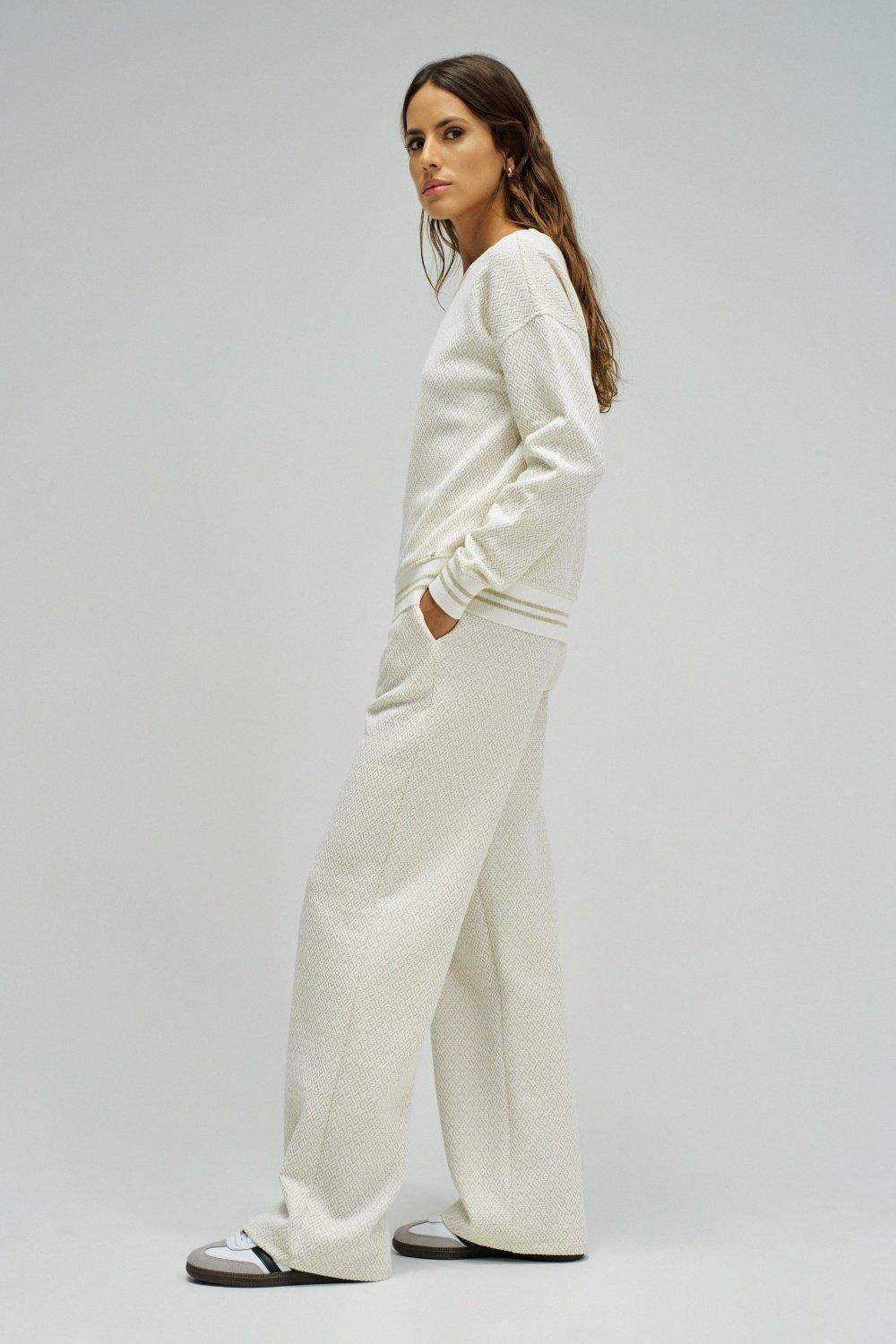 Sweatshirt With Jacquard And Lurex, Beige, medium