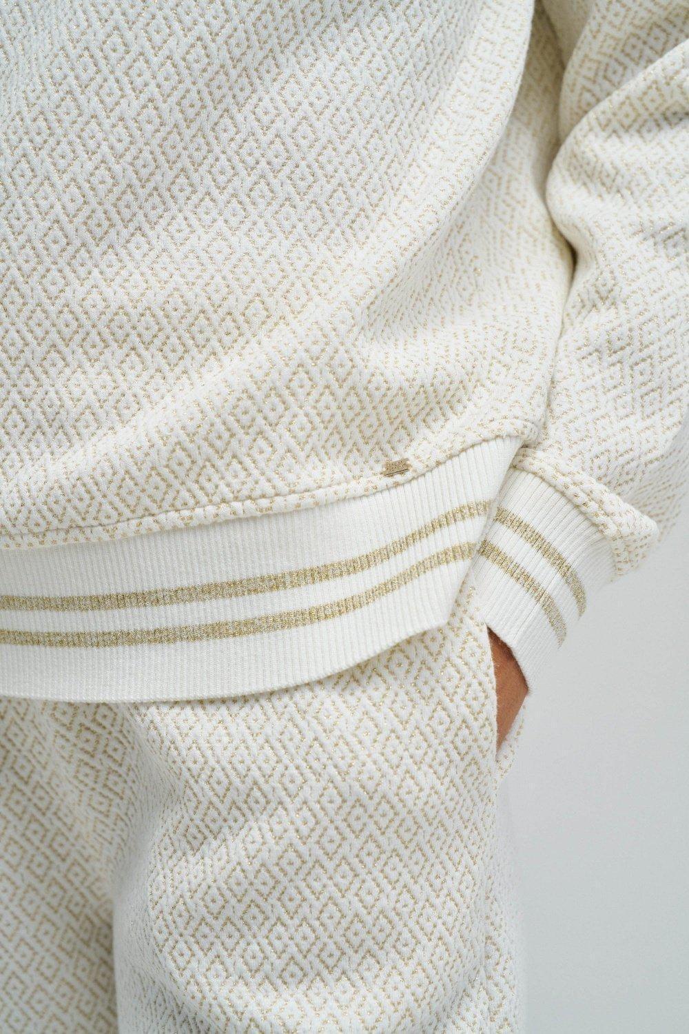 Sweatshirt With Jacquard And Lurex, Beige, large image number 4