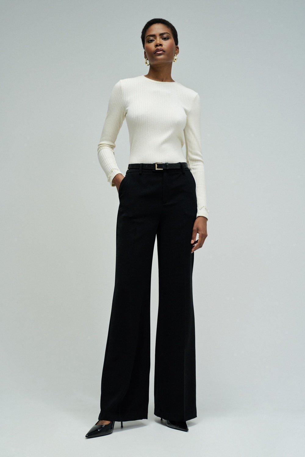 Ribbed Knit Sweater, Beige, large image number 1