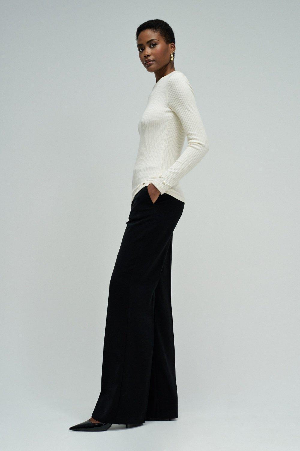 Ribbed Knit Sweater, Beige, large image number 2