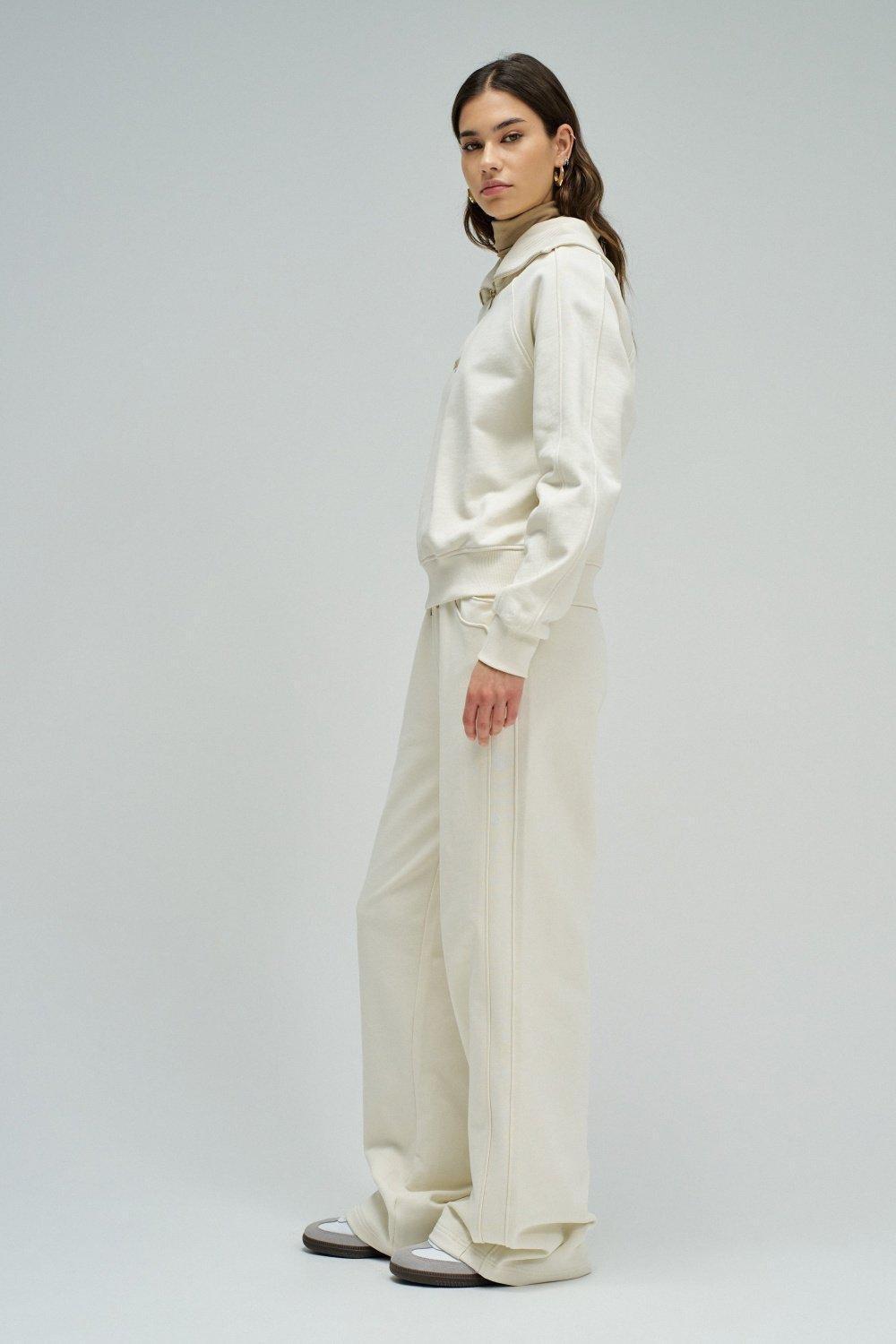 Sweatshirt With Half Zip, Beige, medium