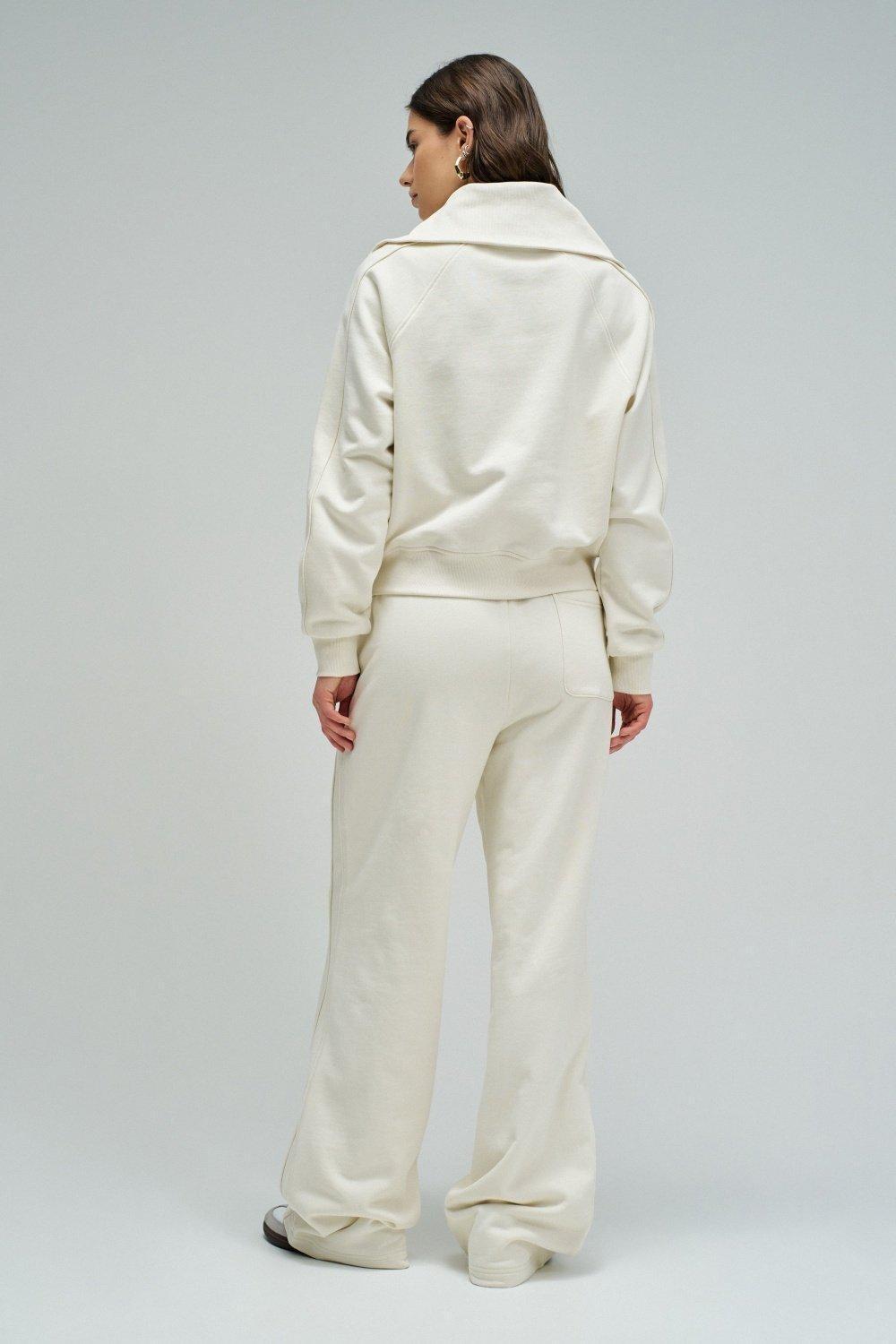 سويت شيرت بسحاب نصي, Beige, large image number 3