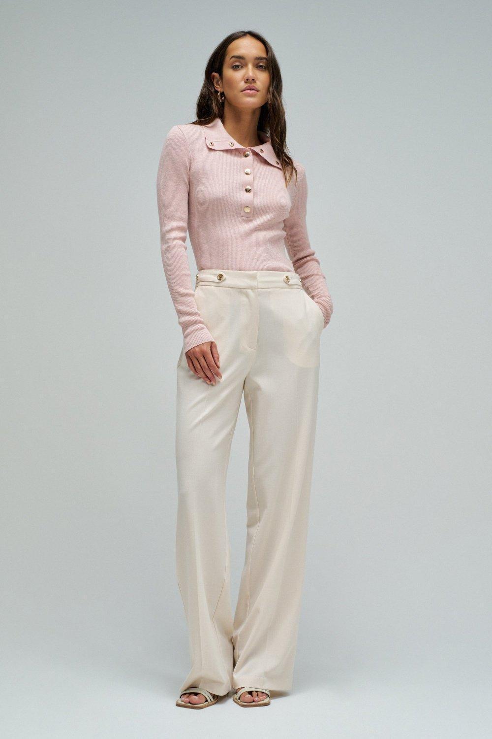 Polo With Gold Buttons, Pink, medium