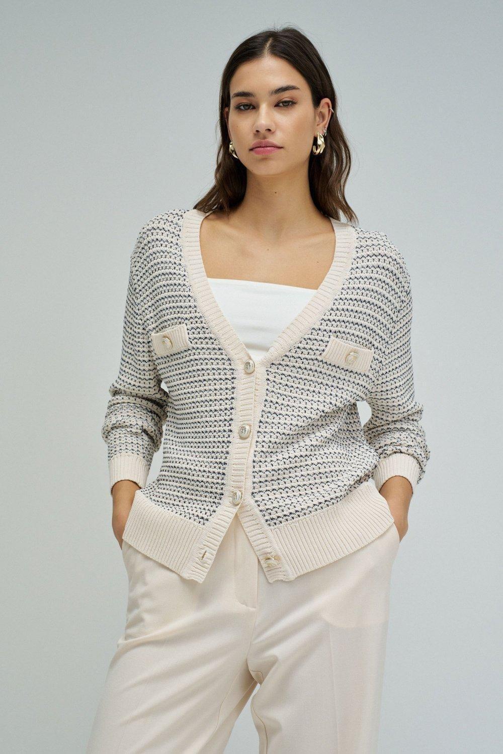 Cardigan With Lurex, Beige, medium