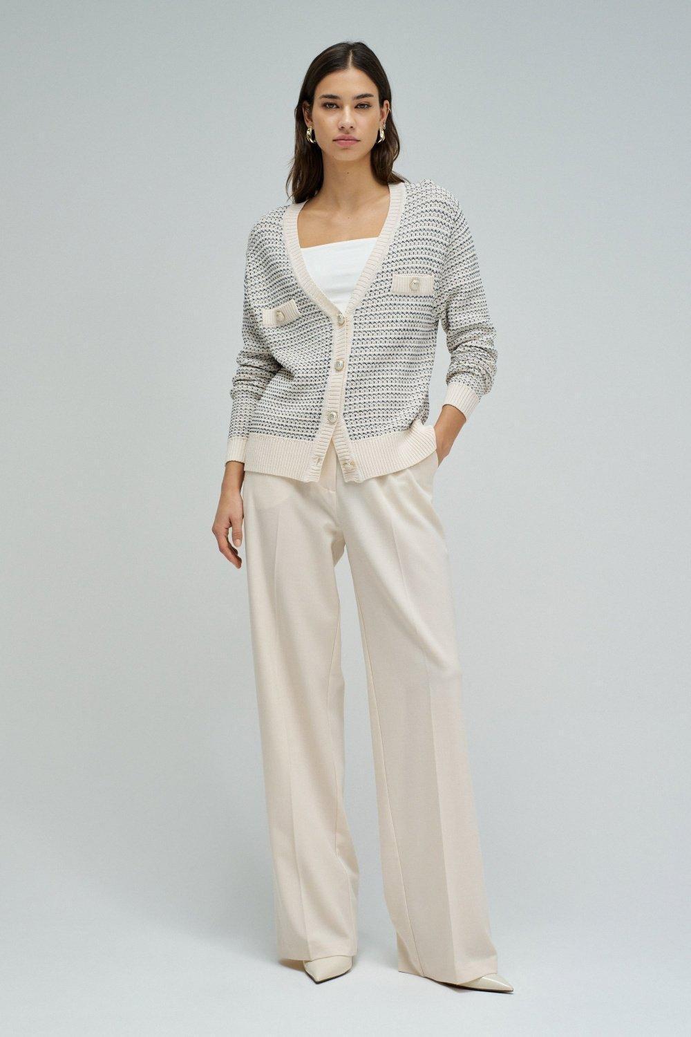 Cardigan With Lurex, Beige, medium