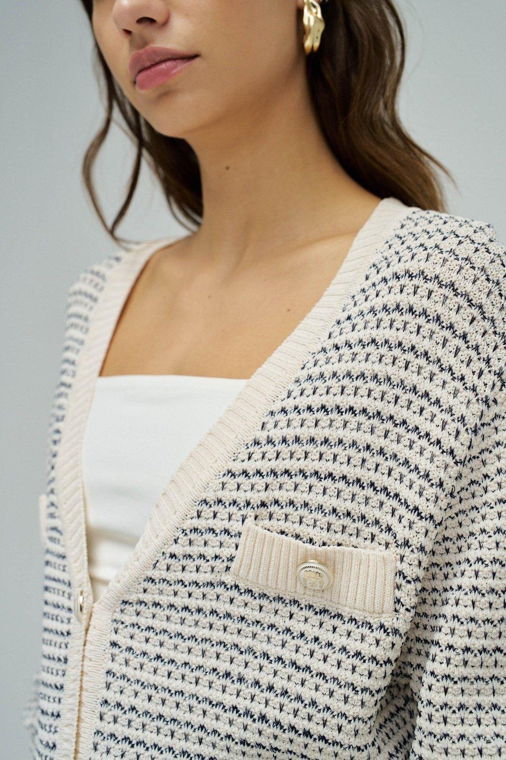 Chanel-Style Cardigan, Beige, large image number 4