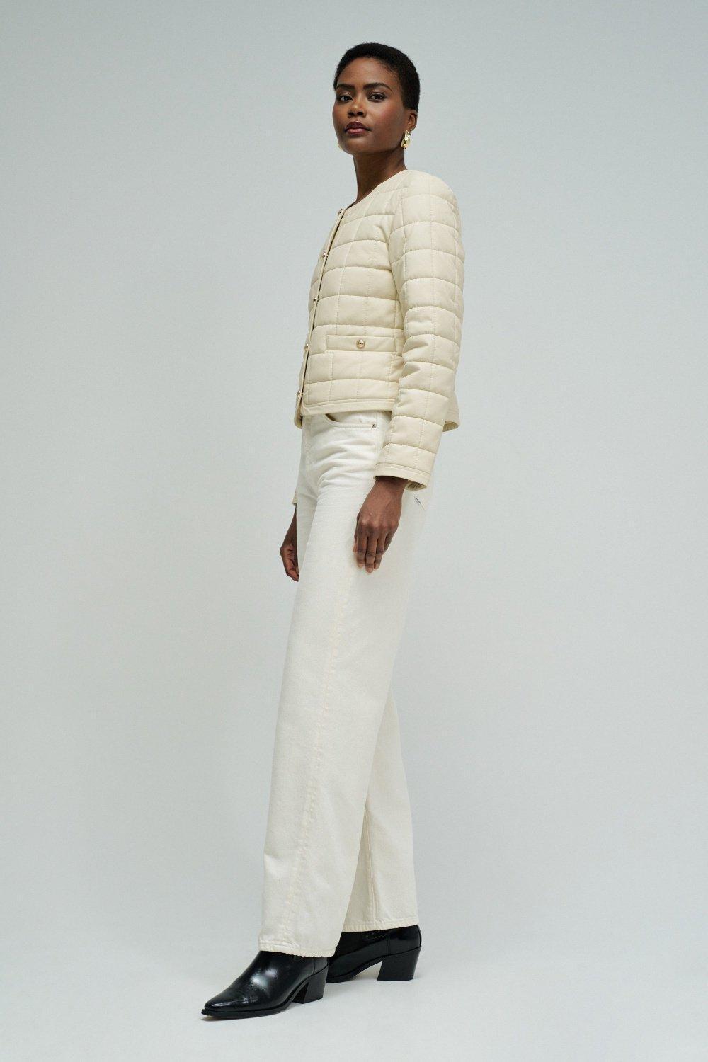 Padded Jacket Leather Effect, Beige, large image number 2