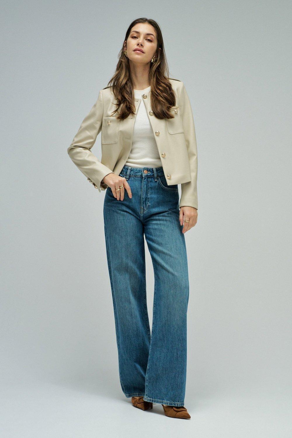 Leather Effect Jacket, Pearl, medium