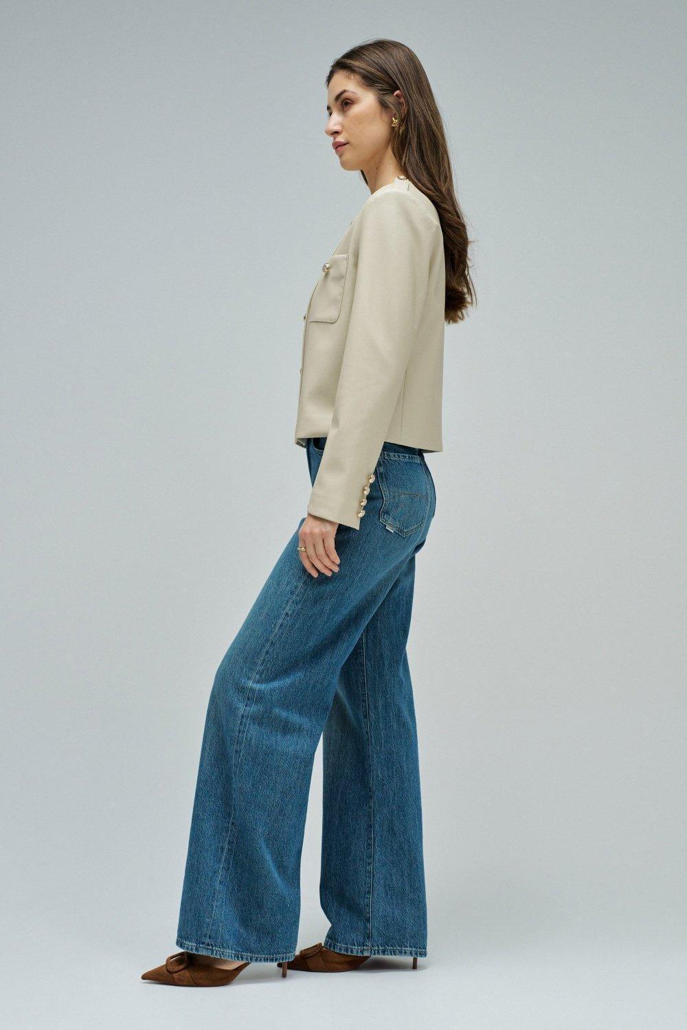 Leather Effect Jacket, Pearl, large image number 2