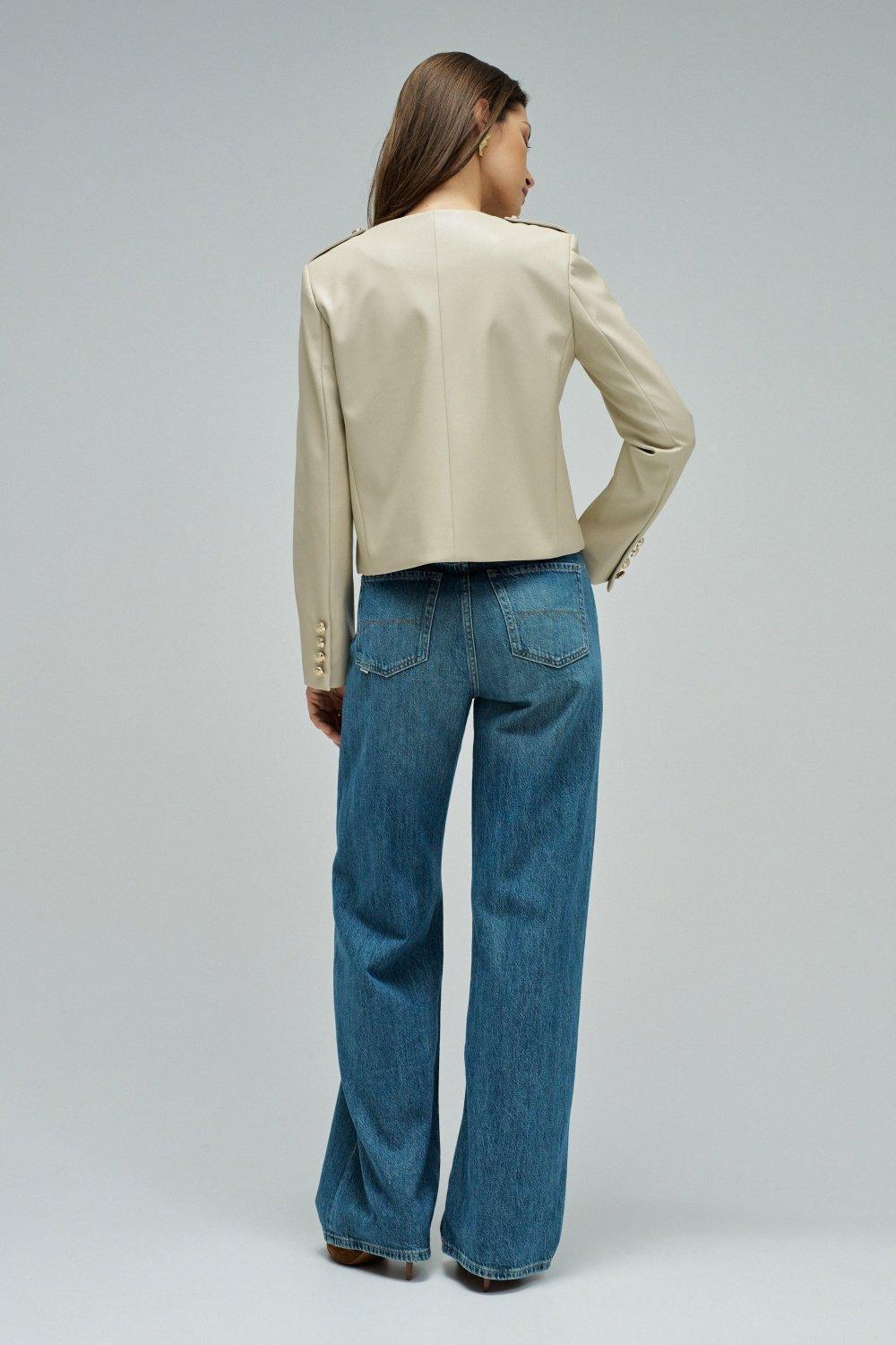 Leather Effect Jacket, Pearl, large image number 3